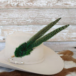 Western Feather Hat Pin Green