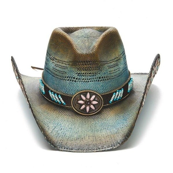 Women's Straw Cowboy Hat | Stampede | Blue