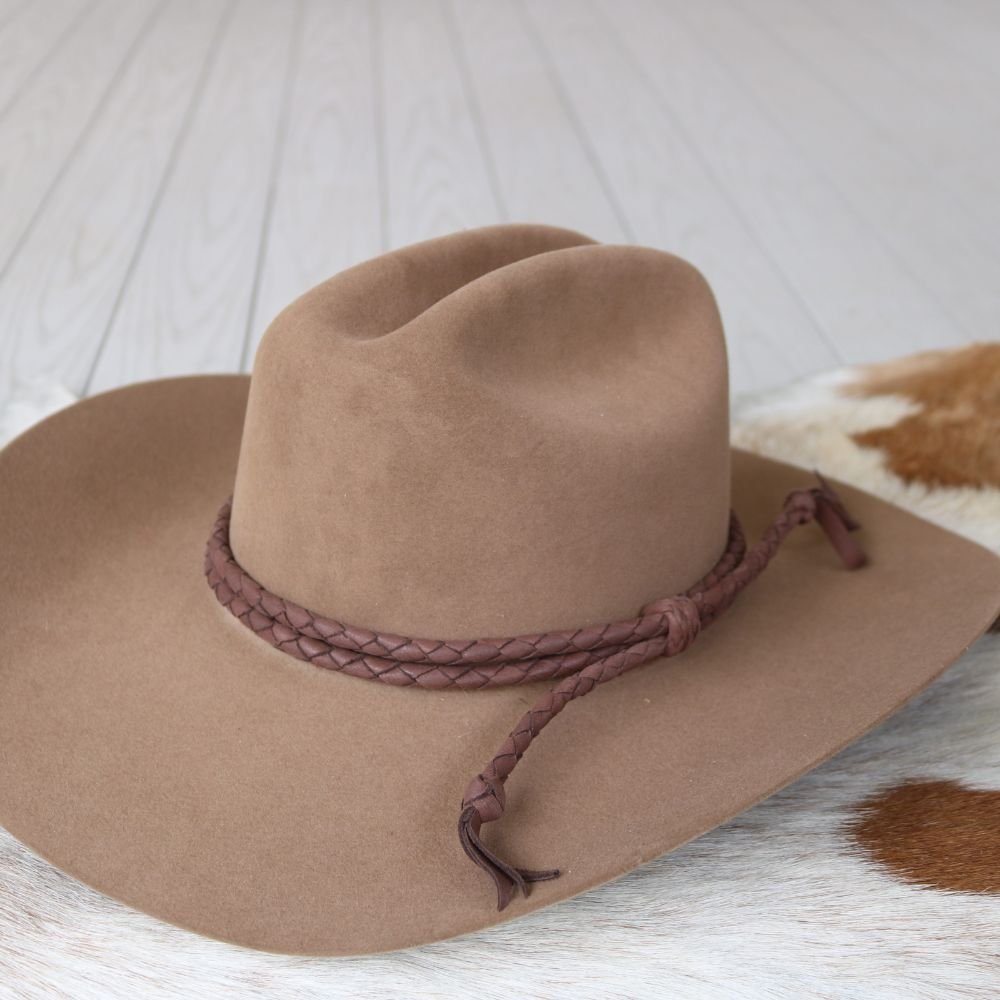Brown Braided Leather Hat Band