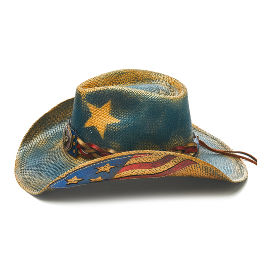 Patriotic Straw Cowboy Hat | Stampede | American Flag