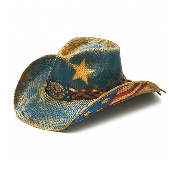 Patriotic Straw Cowboy Hat | Stampede | American Flag