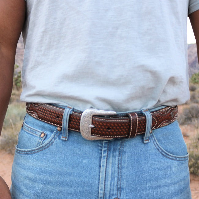 Jeans Ariat Leather Belts Ariat Men's Brown Western Belt The El