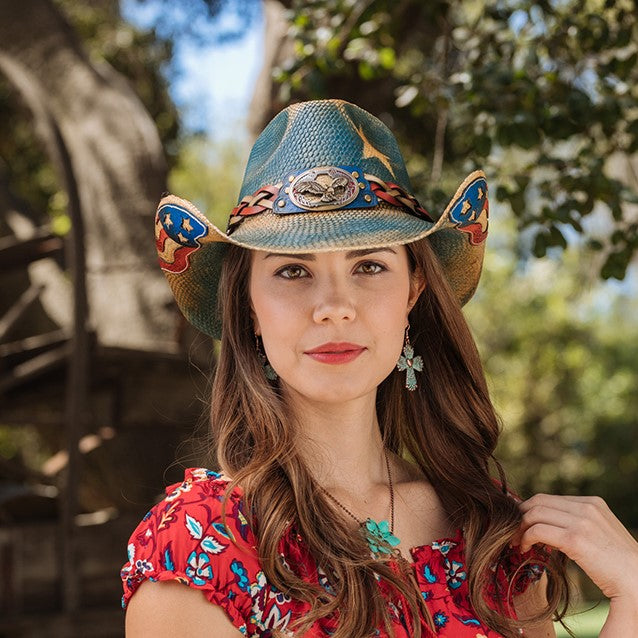 Patriotic Straw Cowboy Hat | Stampede | American Flag