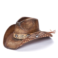 Women's Straw Cowboy Hat | Stampede | Angel Wing Design