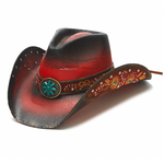 Women's Straw Cowboy Hat | Stampede | Red | Rhinestones