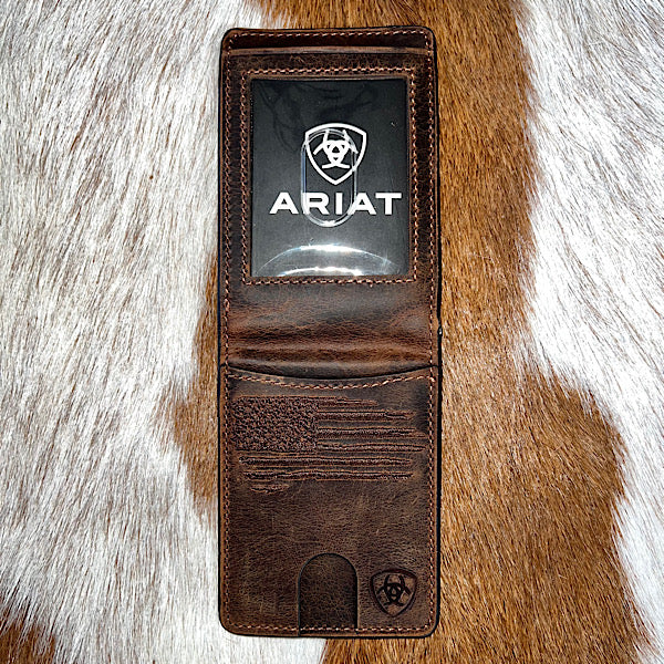 Ariat Men's Leather USA Flag Money Clip Wallet