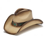 Women's Straw Cowboy Hat | Stampede | Turquoise Leaf