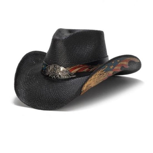 Patriotic Straw Cowboy Hat | Stampede | Crowned Eagle