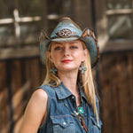 Women's Straw Cowboy Hat | Stampede | Blue