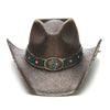 Women's Straw Cowboy Hat | Stampede | Pink Roses | Leather Band