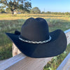 Hitched Horsehair Braided Hat Band - White & Black