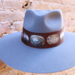Fringe Western Scarf Hat Band - Brown Concho