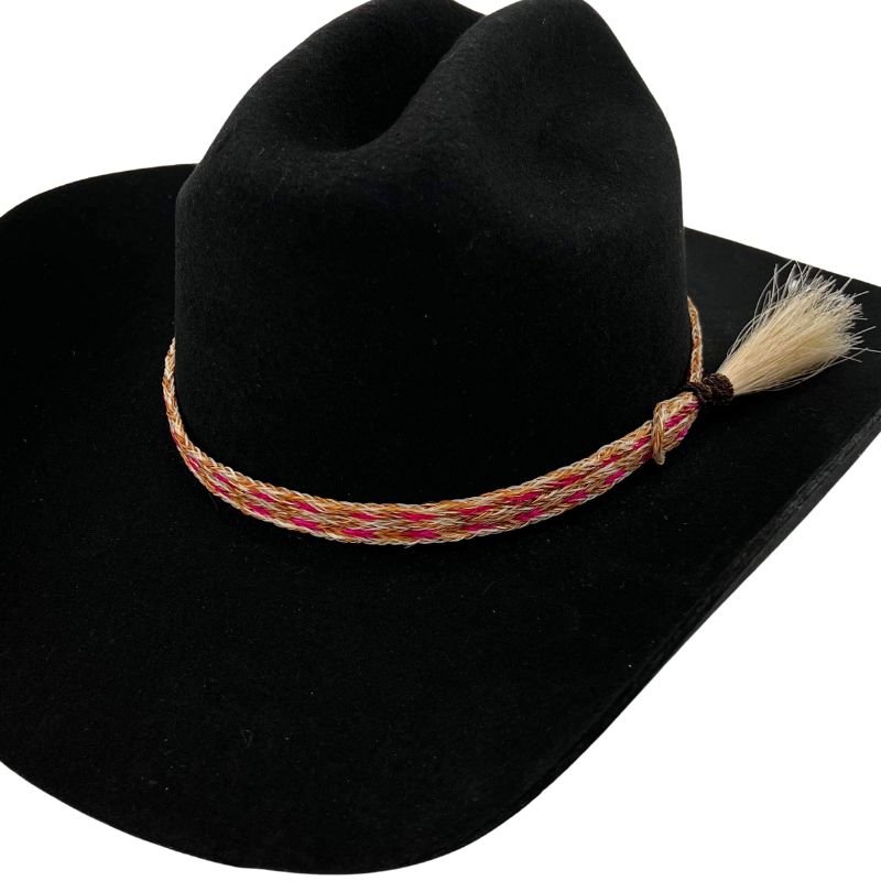 Horsehair Pink Braided Tassel Hat Band