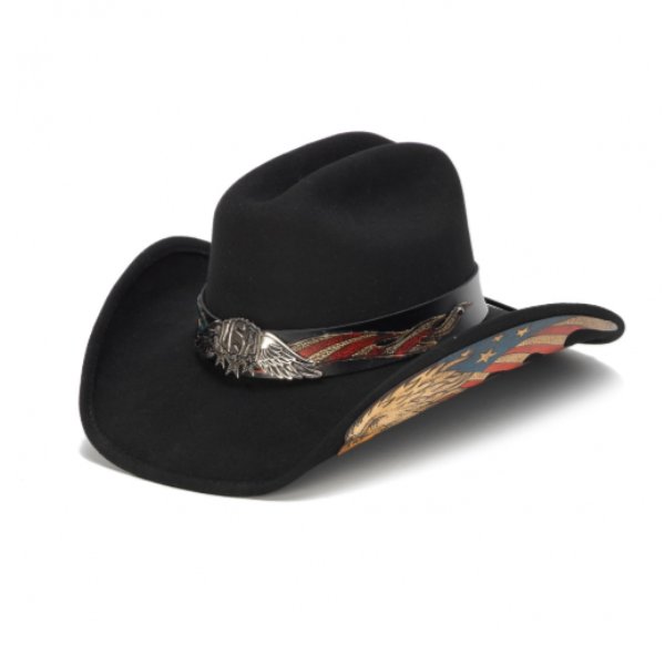 Patriotic Felt Cowboy Hat | Stampede | Eagle | Black