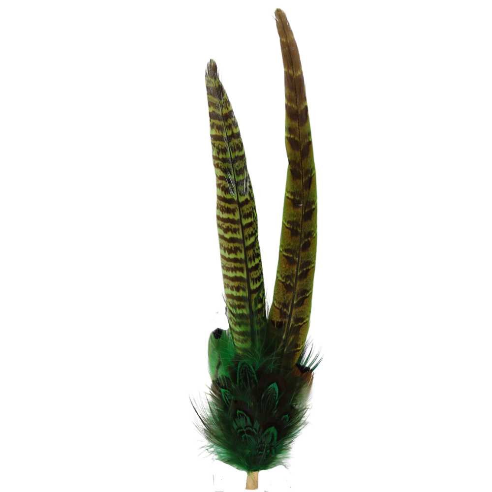 Western Feather Hat Pin Green