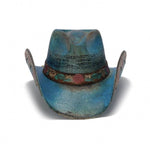 Women's Straw Cowboy Hat | Stampede | Blue | Floral Design