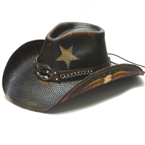 Patriotic Men's Straw Cowboy Hat | Stampede | Longhorn Skull
