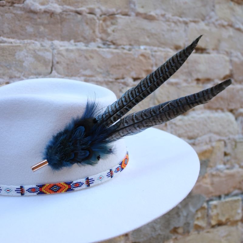 Western Feather Hat Pin Blue – Willow Lane Hat Co display picture 1