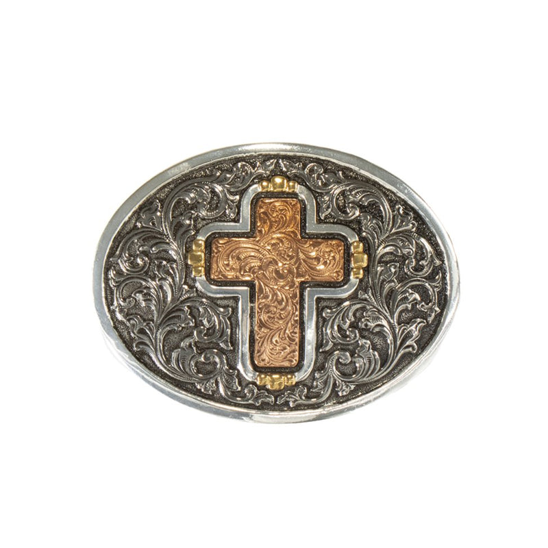 Crumrine Oval Buckle Floral Engraved Cross