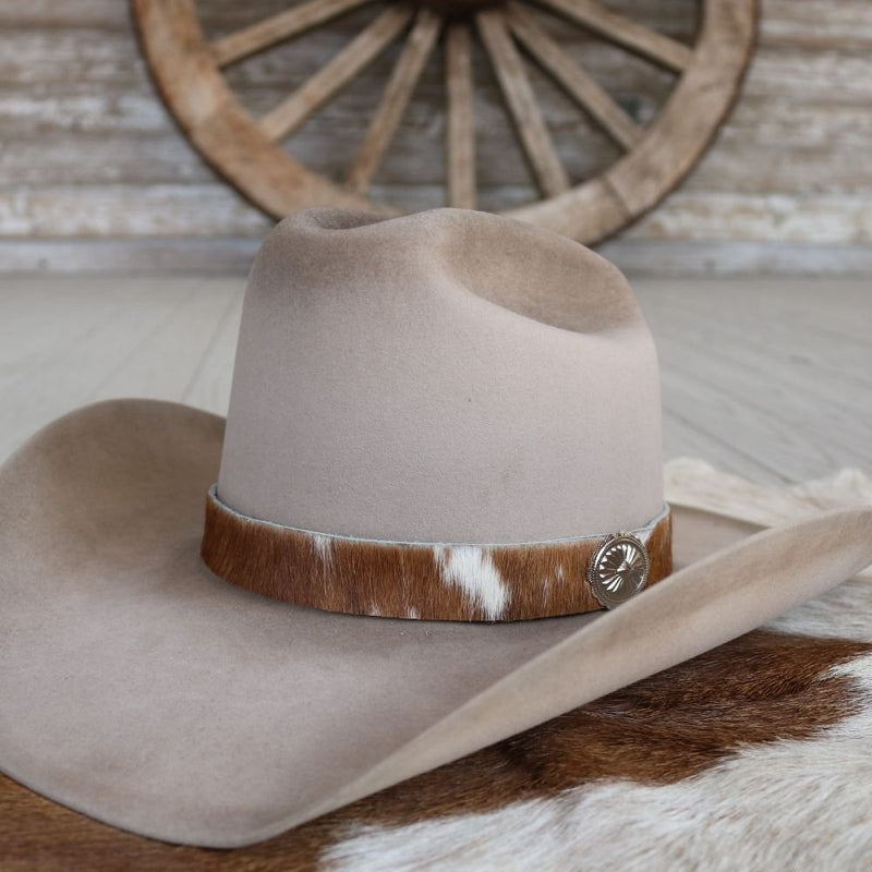 Cowhide Hat Band - Brown & White