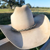 Hitched Horsehair Braided Hat Band - Grey & White