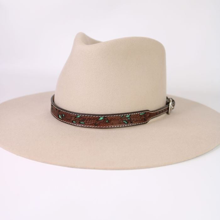 Twister Leather Floral Turquoise Underlay Hat Band