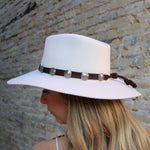 Deerskin Buffalo Nickle Leather Hat Band - Brown