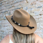 Deerskin Buffalo Nickle Leather Hat Band - Black