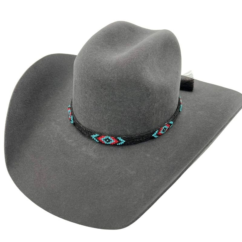 Beaded Horsehair Hat Band Blue