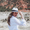 Straw Fedora Hat | Austral | Ribbon Band | White