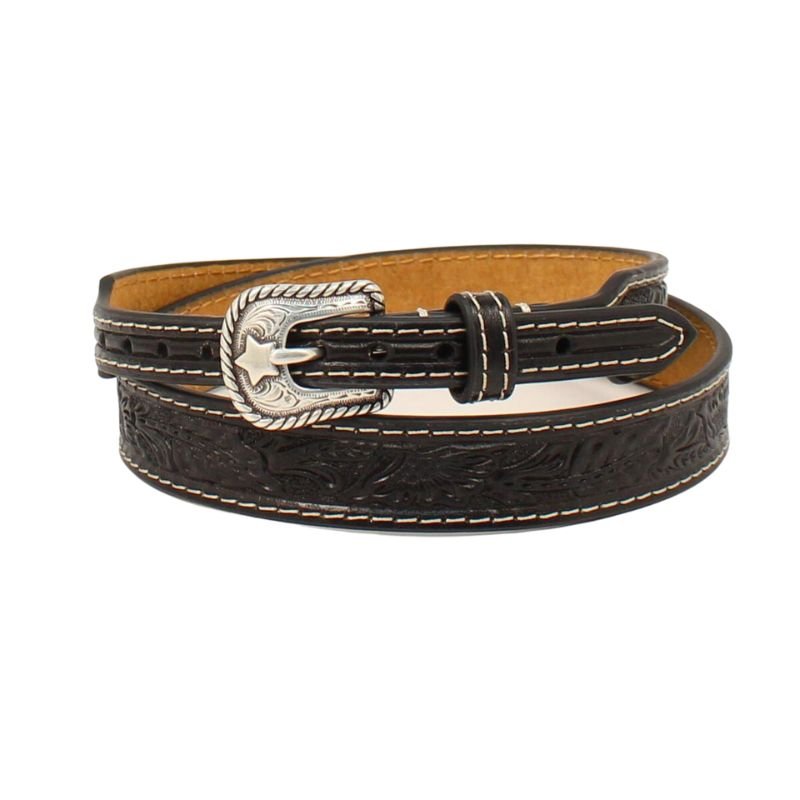 Leather Floral Tooled Black Hat Band