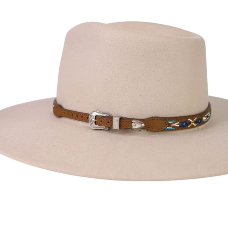 Embroidered Leather Hat Band