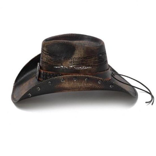 Men's Straw Cowboy Hat | Stampede | Black | Studs