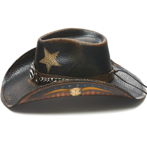 Patriotic Men's Straw Cowboy Hat | Stampede | Longhorn Skull