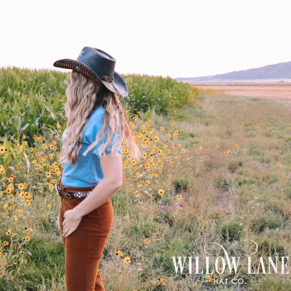 Patriotic Men's Straw Cowboy Hat | Stampede | Longhorn Skull