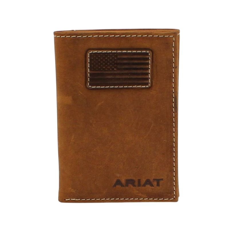 Ariat Men's Flag Patch Trifold Wallet