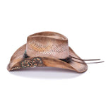 Women's Straw Cowboy Hat | Stampede | Vented | Floral Design