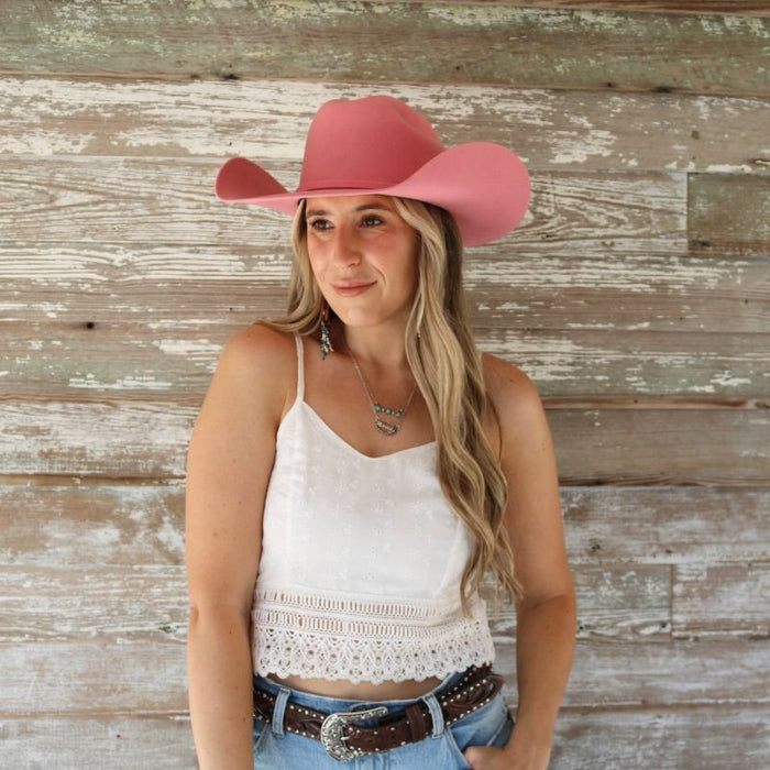 Serratelli Pink Wool Cowboy Hat