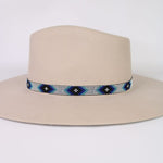 Western Beaded Hat Band - White/Blue