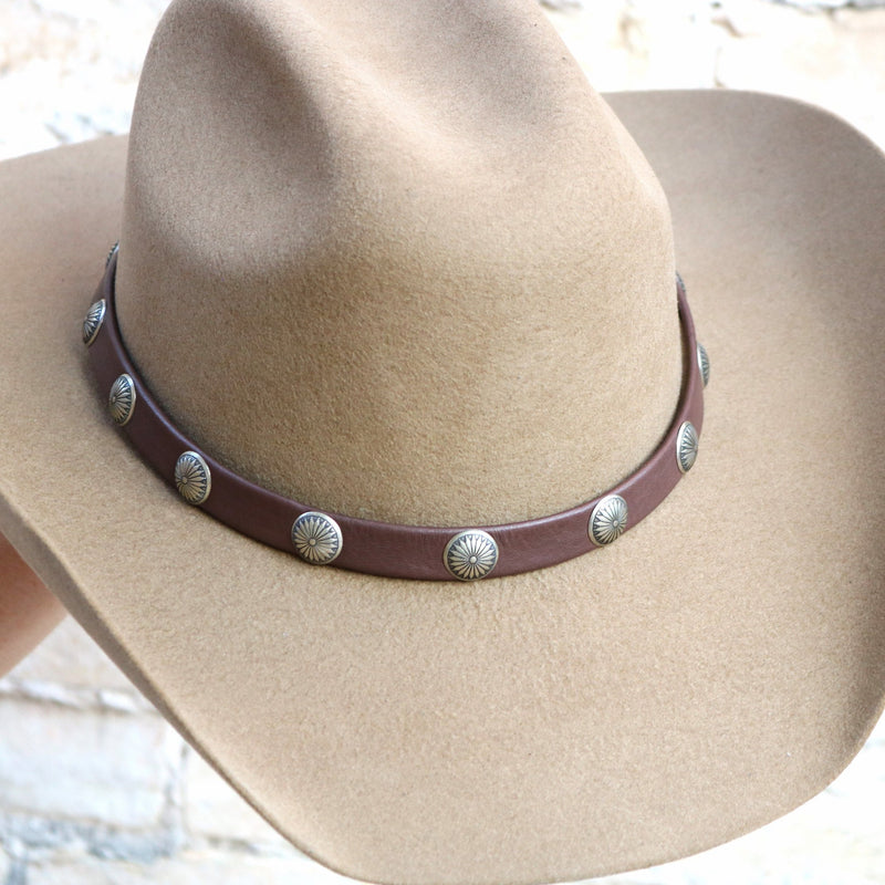 Deerskin Leather Tassel Hat Band - Brown