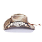 Stampede brown stained western hat with white eagle print and star concho