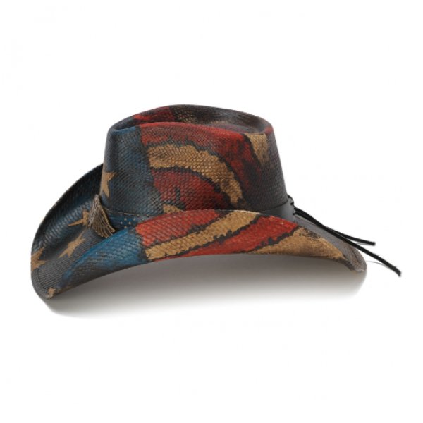 Patriotic Straw Cowboy Hat | Stampede | American Flag Hat | Eagle
