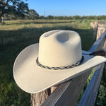 Hitched Horsehair Braided Hat Band - White & Black
