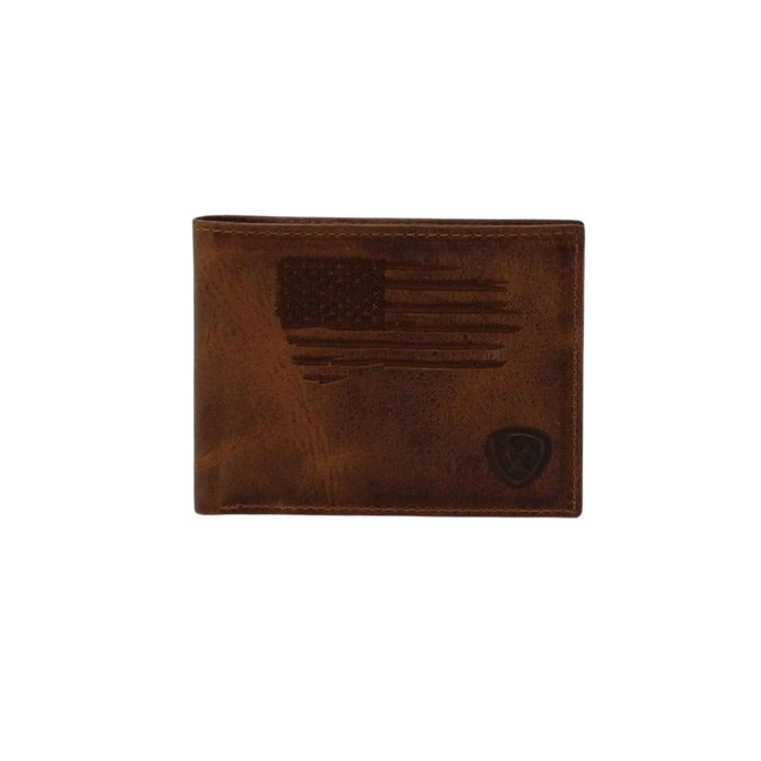 Ariat Men's leather USA flag Bifold wallet